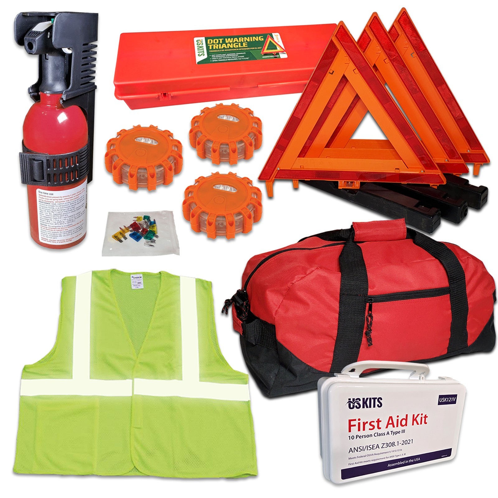 USKITS DOT Hi-Vis Economy OSHA ANSI Compliant Truck Safety Kit