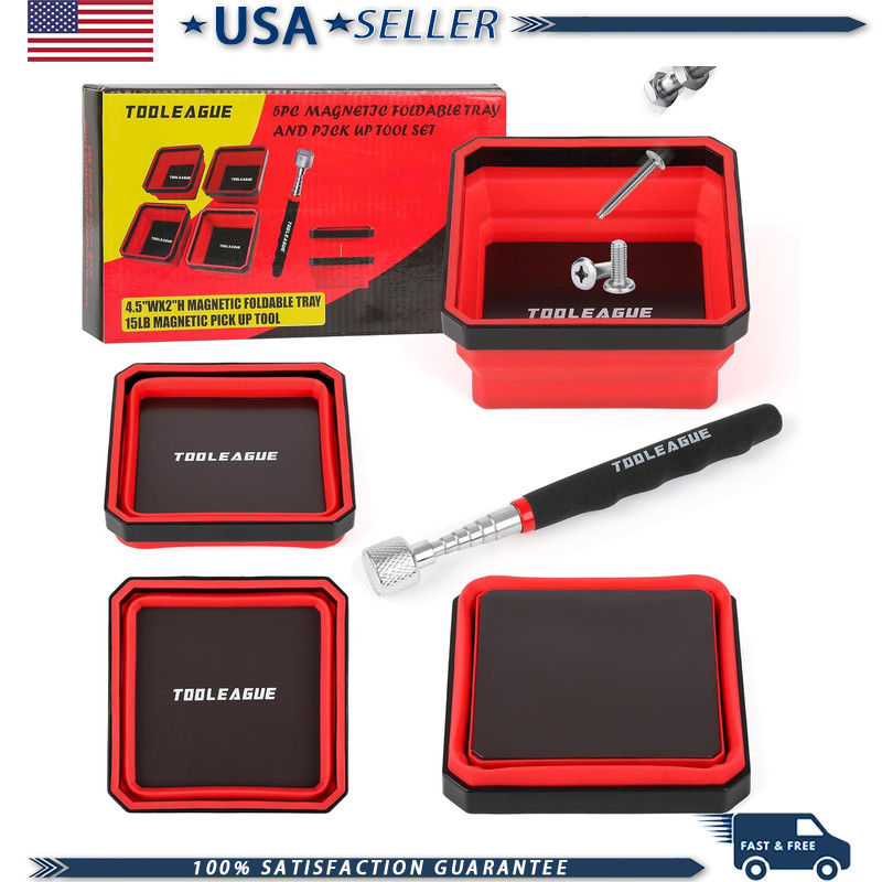 4Pcs Collapsible Magnetic Parts Tray Set 15Lb Magnetic Pickup PenSize: 4pcs