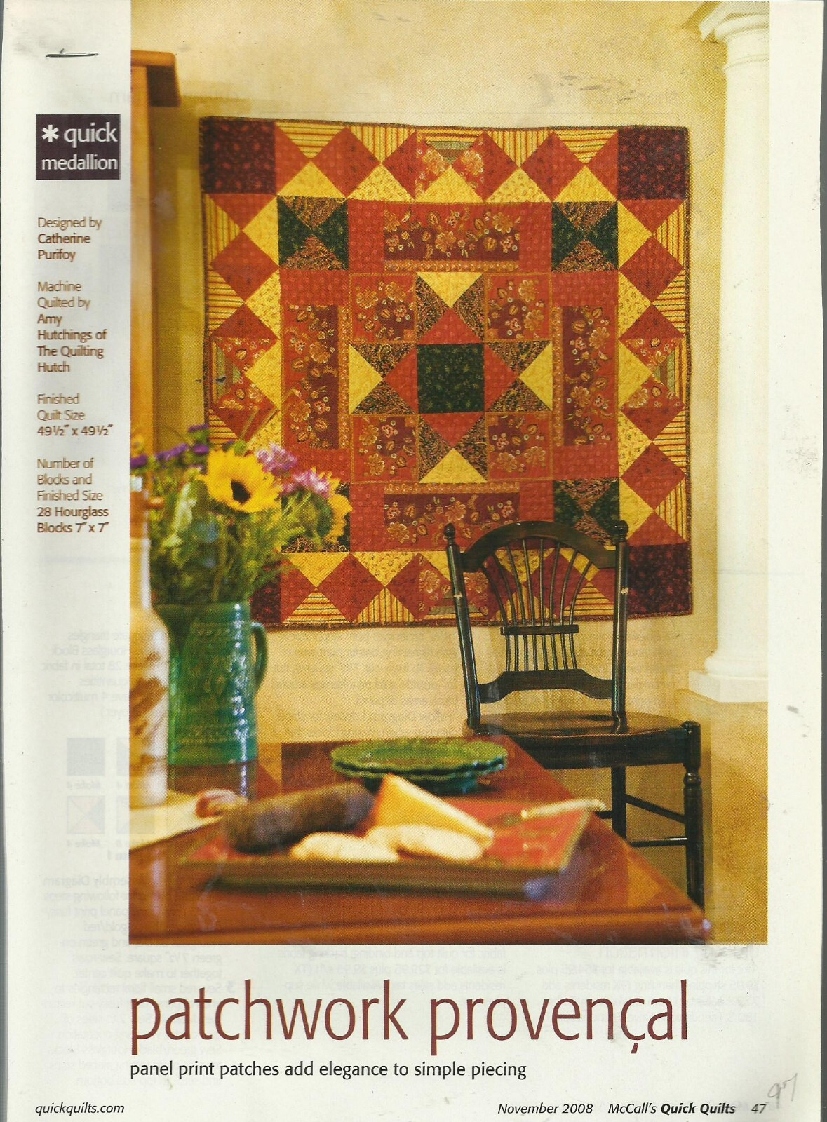 C0134   PATCHWORK PROVENCAL WALLHANGING QUILT PATTERN/INSTRUCTIONS