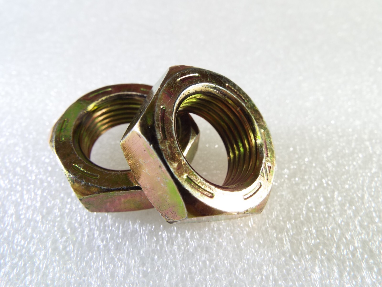 QTY2 JAM NUT 3/4-16 RH HEX 1" FLATS THIN .426 HALF Steel Yellow zinc grade 5