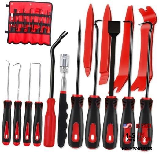 15Pcs Carbon Steel Precision Pick & Hook and Trim Red-15 Hook and Pick Set