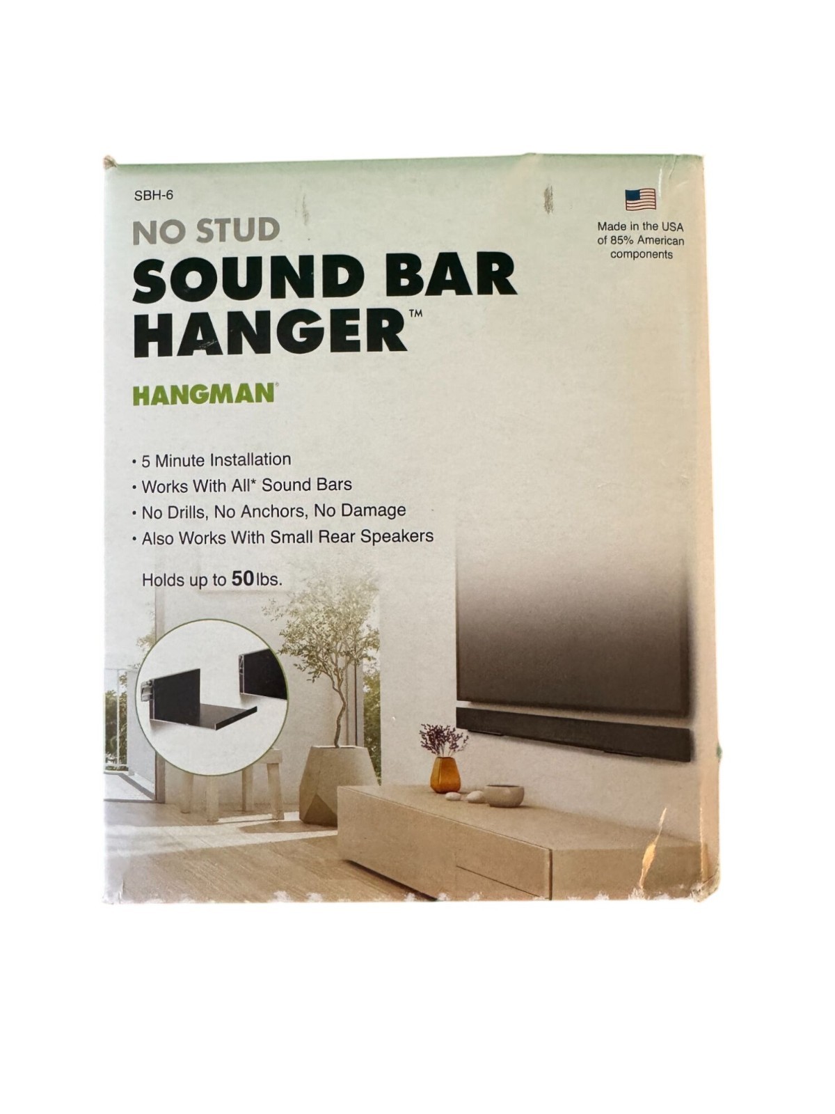 Hangman No Stud Sound Bar Hanger Holds Up To 50 Lbs 2 Piece Mounting System Made