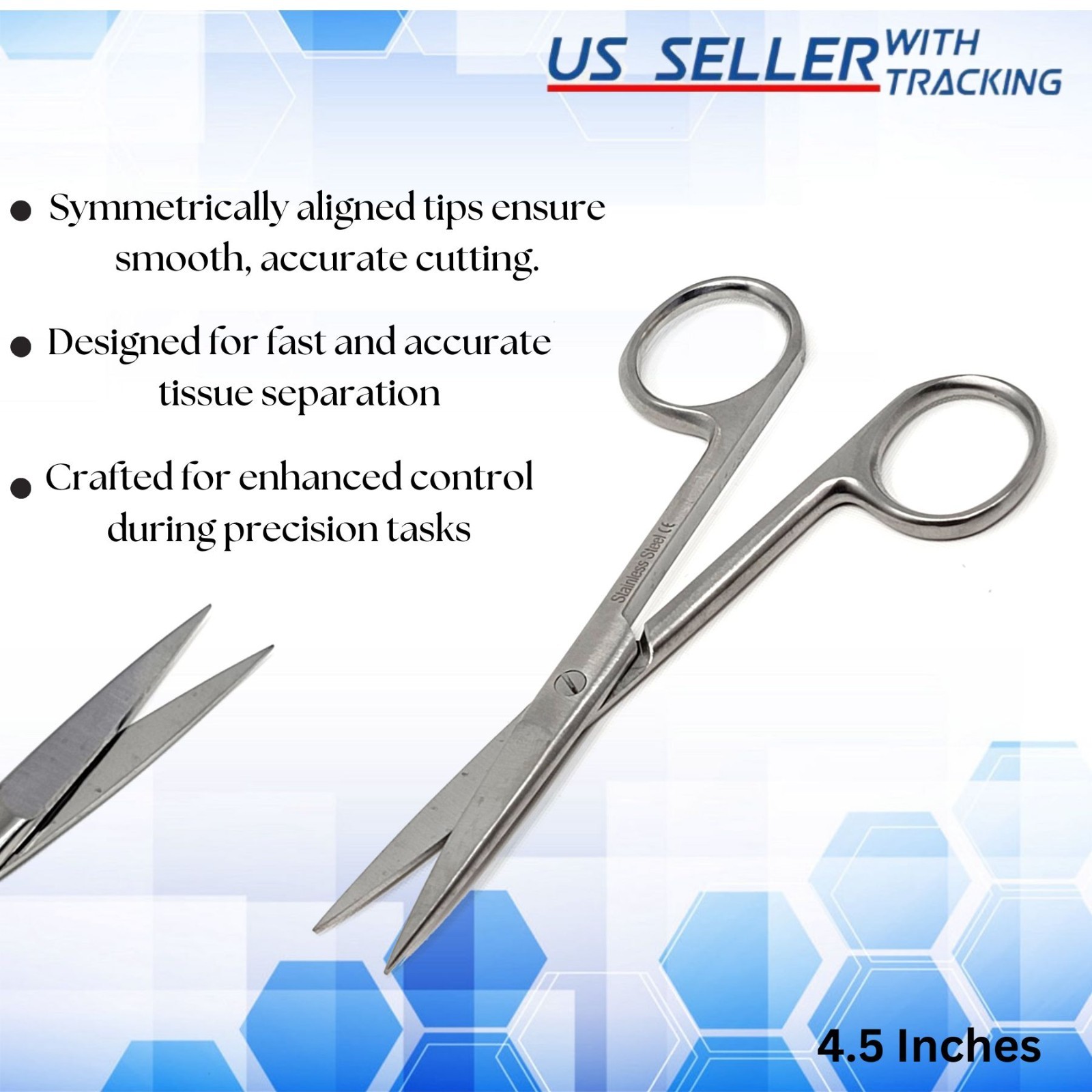 Surgical Operating Dissecting Scissors Standard 4.5" Straight Sharp/Sharp Tools