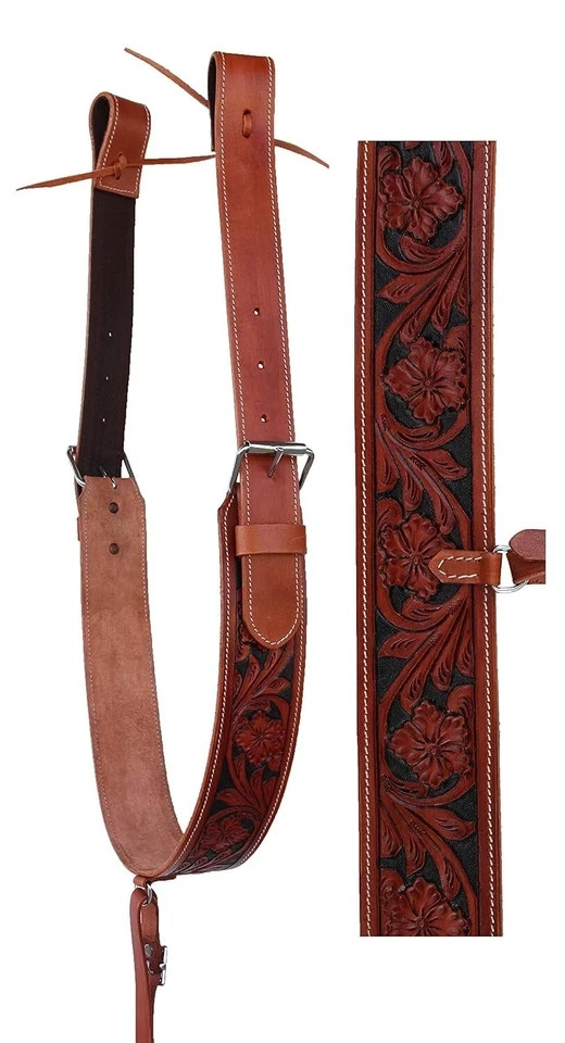 Horse Western Leather Tooled Back Rear Cinch Flank Girth.