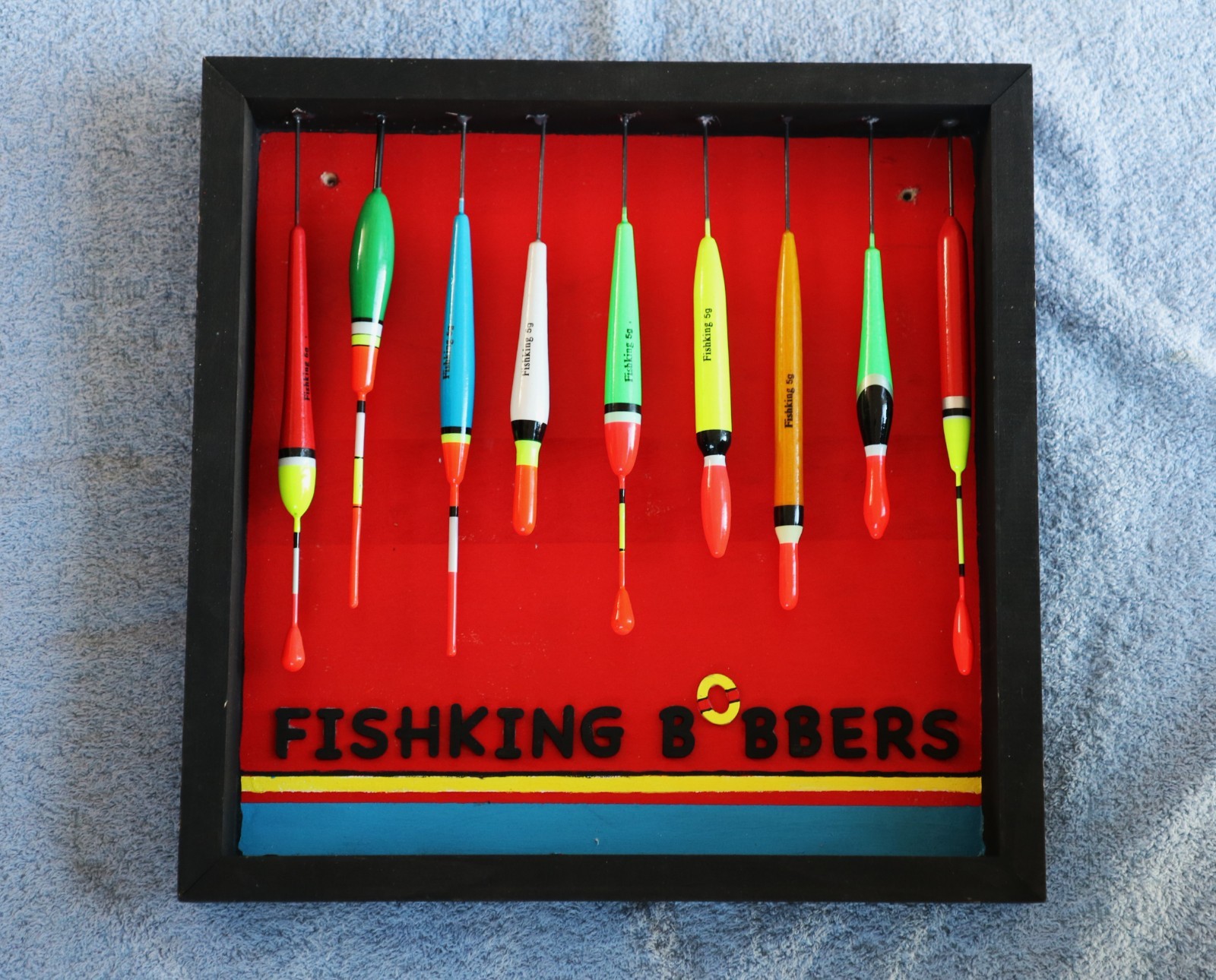 (  9 )  SUPER Colorful Painted Fishing Bobbes in Shadow Box