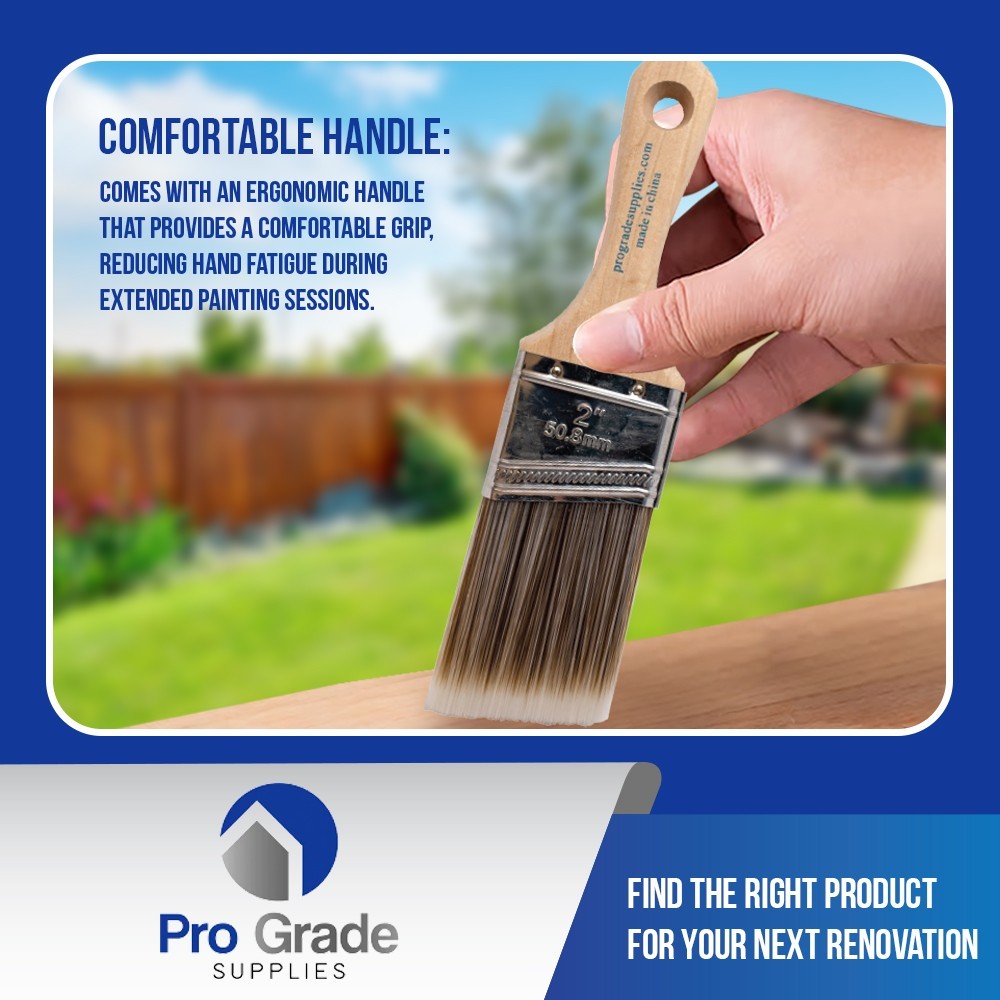 Pro Grade, Paint Brushes, 5-Piece, Paint Brush Set: Flat & Angle Brushes for Lat