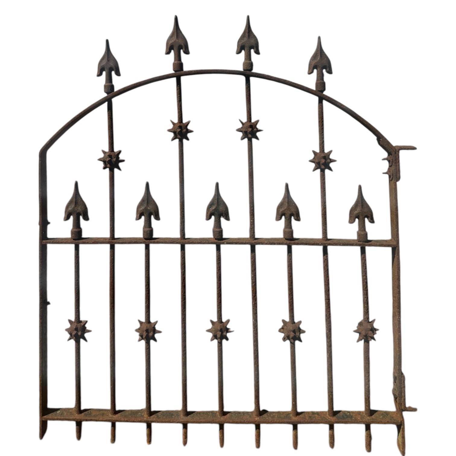 Antique Wrought Iron Gate w/ Arrow and Spike Finials - 33" W x 38.5" T - GA20969