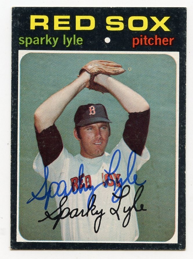 SPARKY LYLE Signed 1971 Topps #649  Red Sox  Guaranteed Authentic KOA