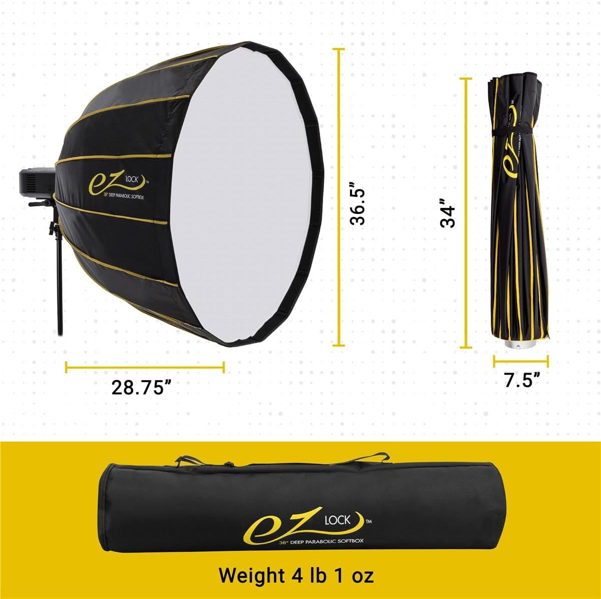 EZ Lock Deep Parabolic Quick Softbox (38")