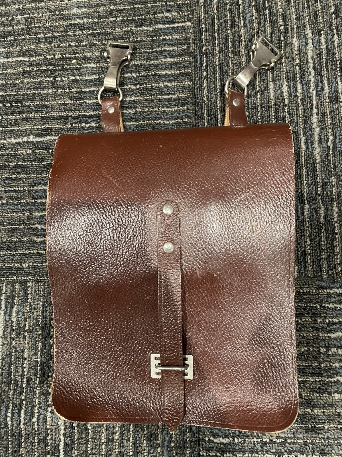 Vintage Leather Map Case Field Officer Bag, Cold War Military Era NLHB