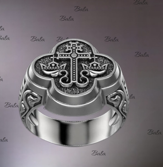 Men’s Christian Cross Ring Stainless Steel Orthodox Crown Religious Gothic Jewel