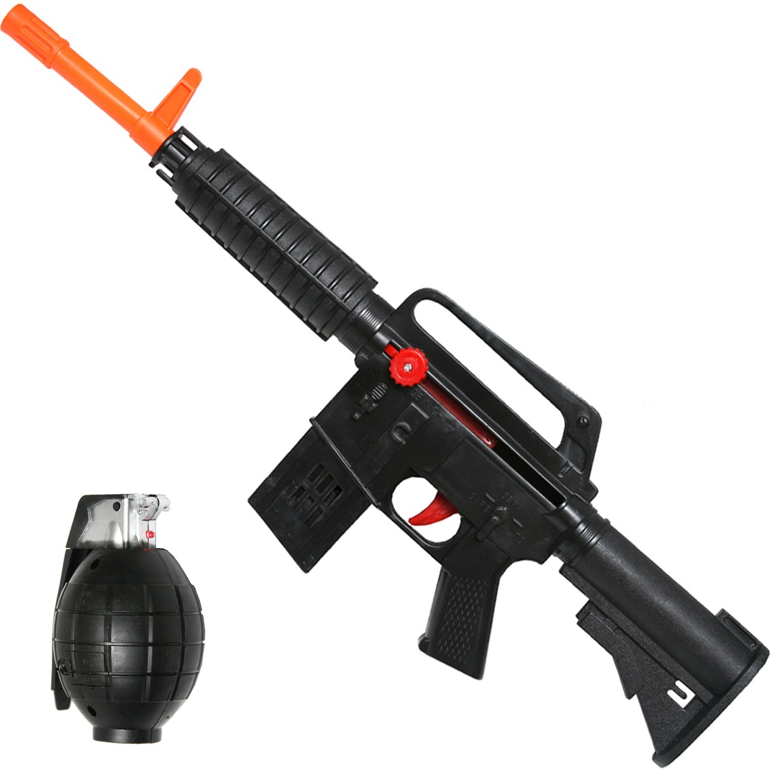 19" Long, CAR-15 Rifle Black Gun Toy, Sounds, Includes a  FX Sound Grenade Toy