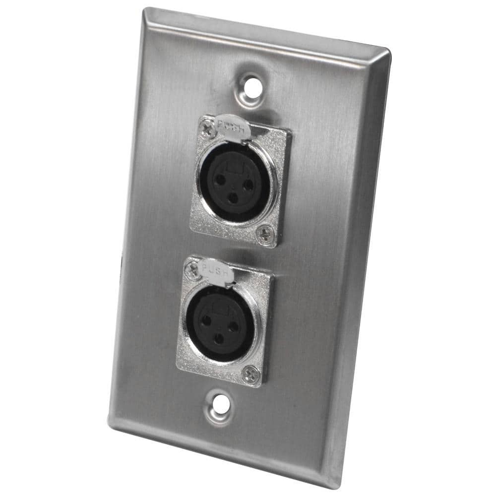 Stainless Steel Wall Plate with Dual XLR Female Connectors