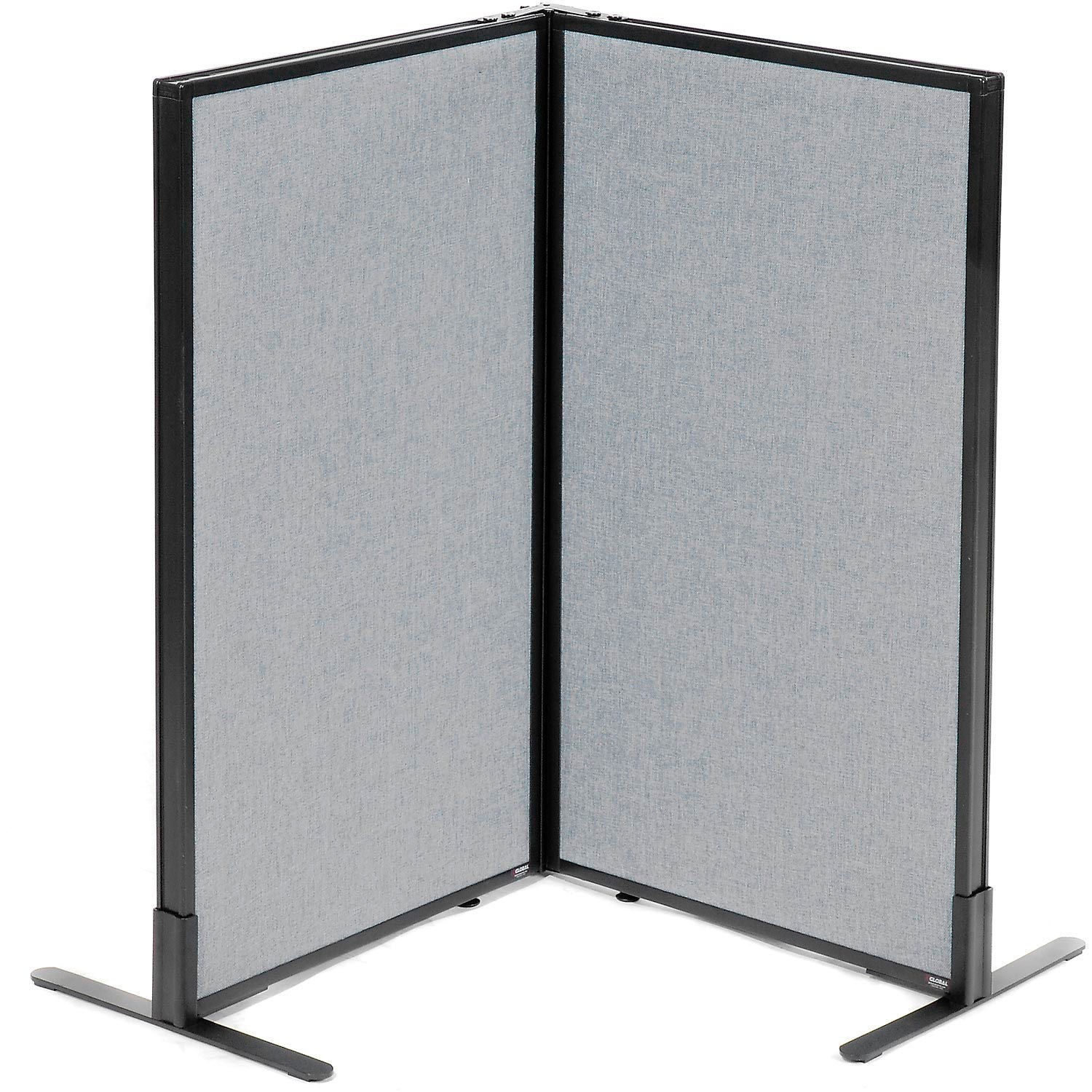24-1/4"W x 42"H Freestanding 2-Panel Corner Room Divider Gray