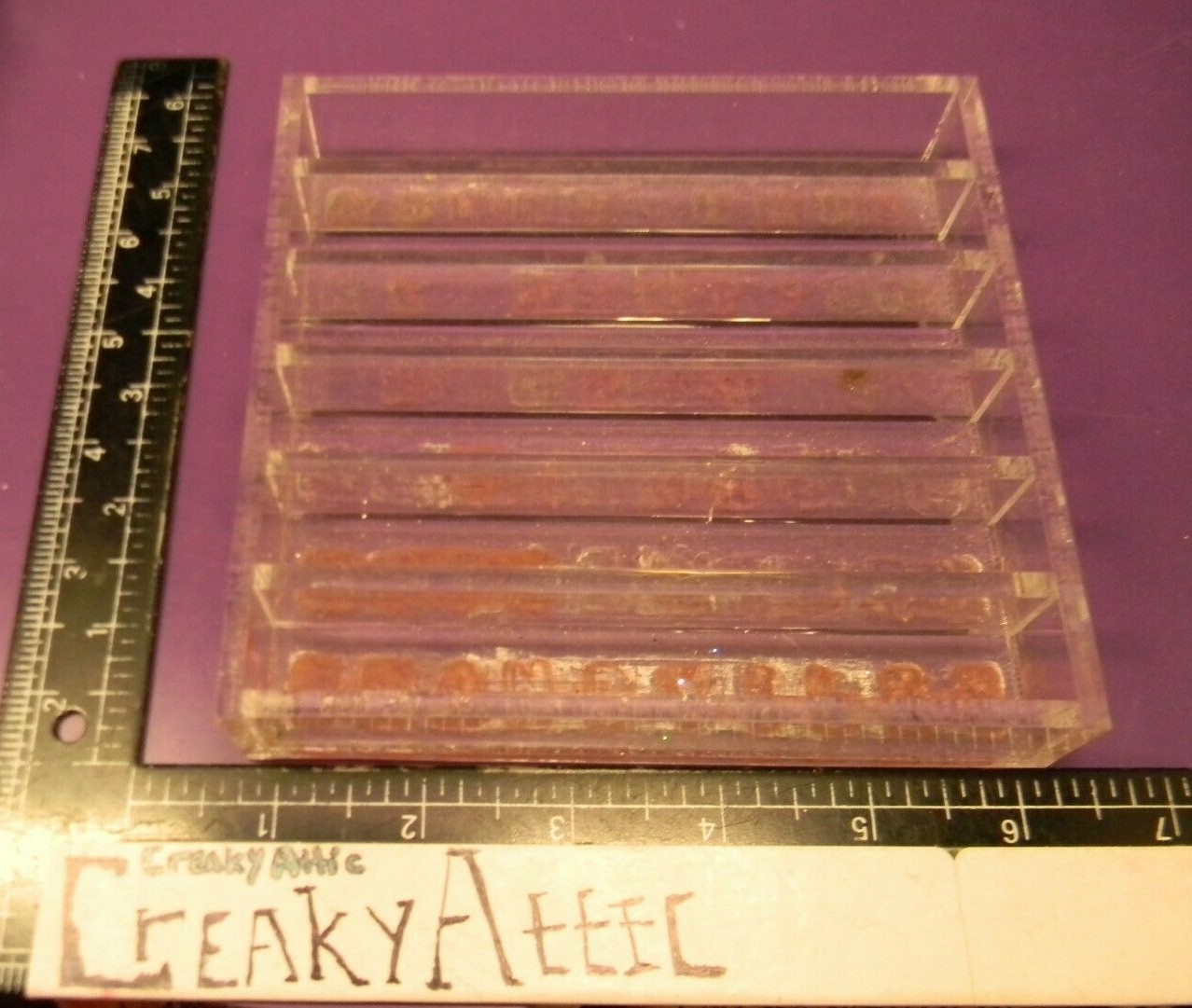 ACRYLIC HOLDER PENCILS PENS RECTANGLE 5 1/2 X 5 1/4 INCHES STORAGE CREAKYATTIC