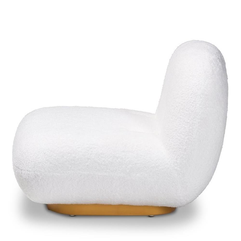Baxton Studio Paiva White Upholstered and Brushed Gold Finished Accent Chair