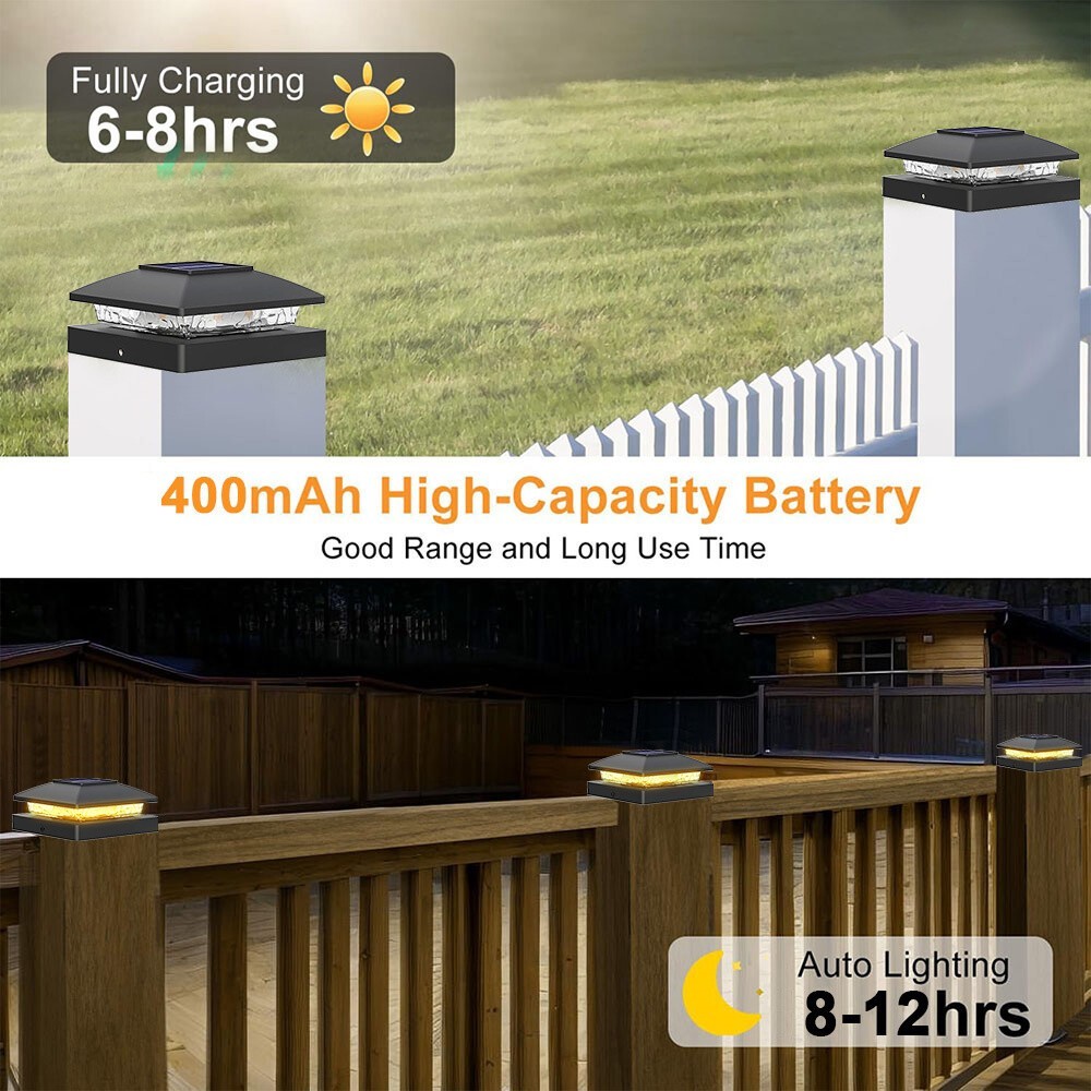 4/8/12Pack Solar Post Cap Light For 4x4 Outdoor Waterproof LED Deck Fence Light