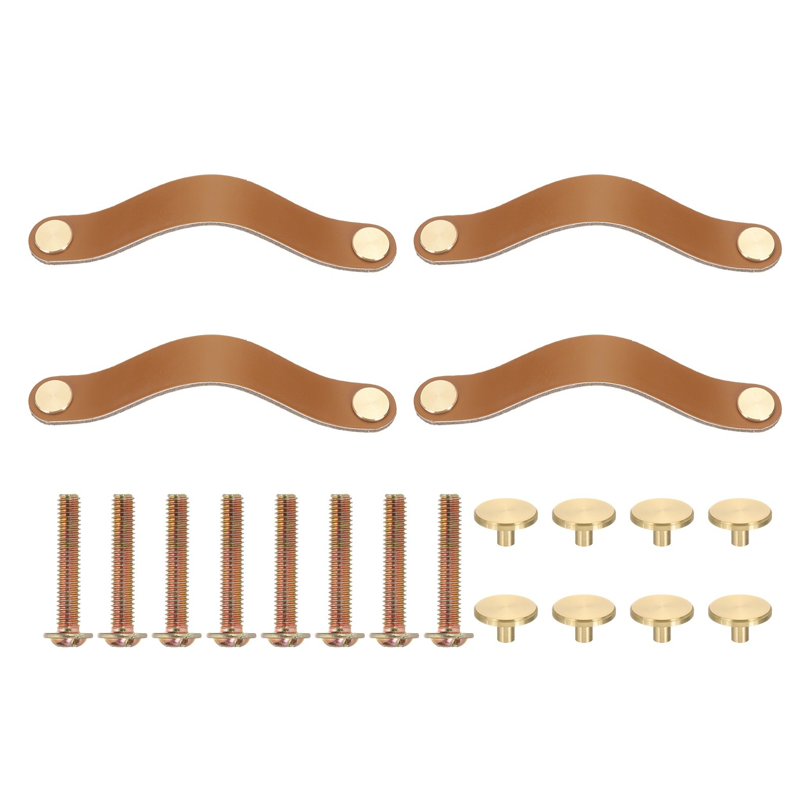 4 Pcs Leather Drawer Pulls 6.3 Inch Hole Center Dresser Door Handle Light Brown
