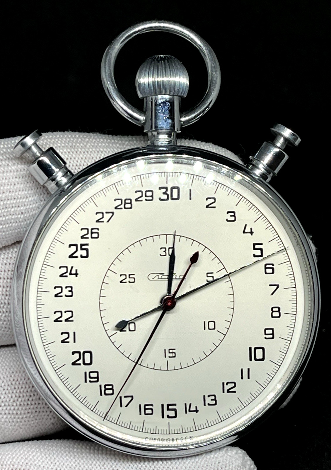 Vintage Working Soviet Mechanical Stopwatch Split-Slava Chronometer 3-Button