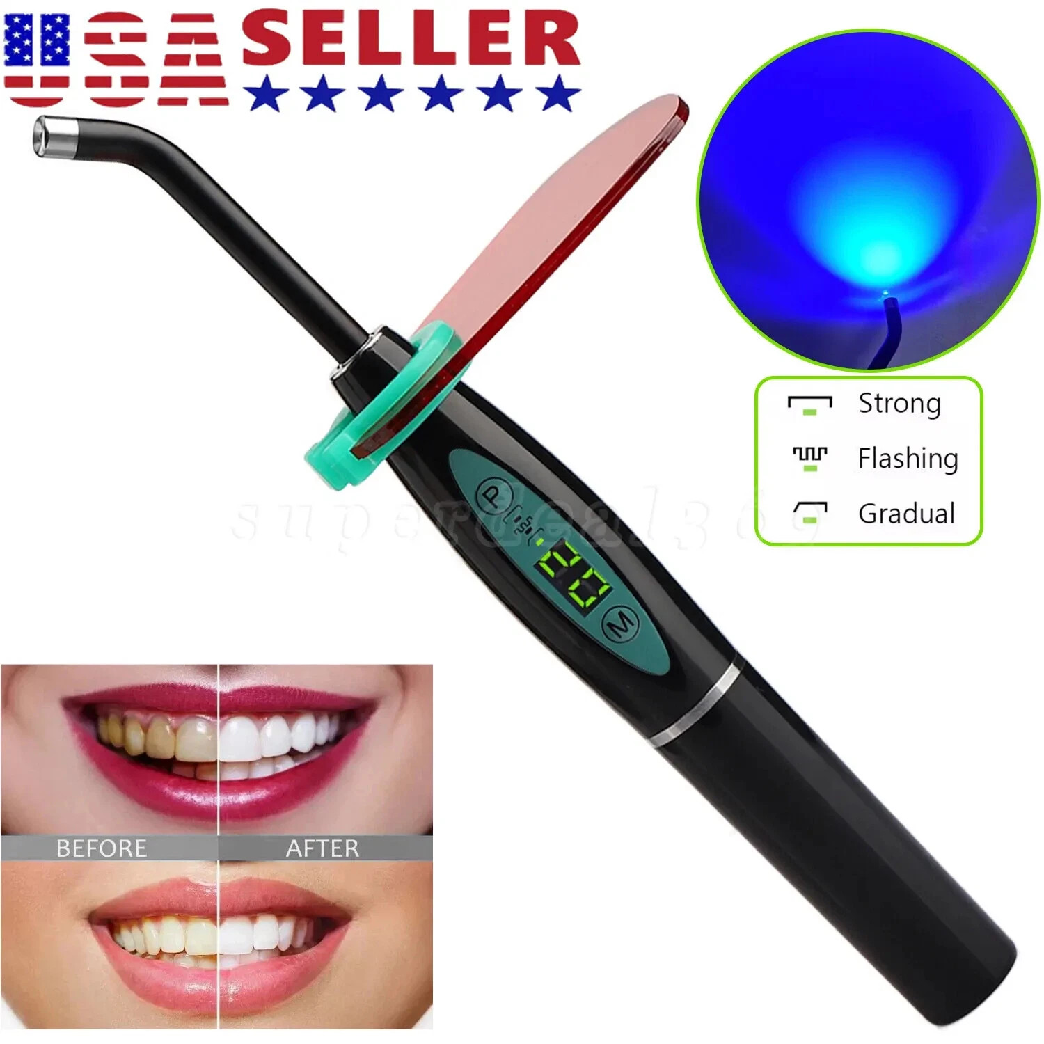 Dental LED Curing Light Lamp Wireless Cordless Resin  5W 2000MW Black LA