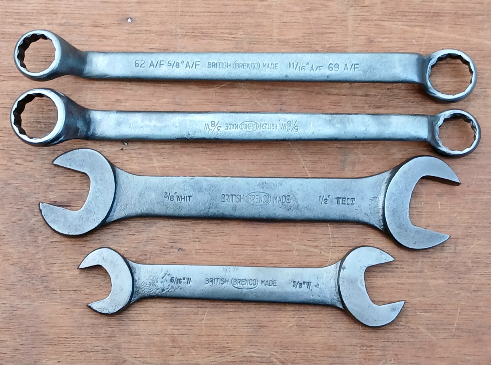 Vintage Brenco Spanners/Wrenches Made In England ×4