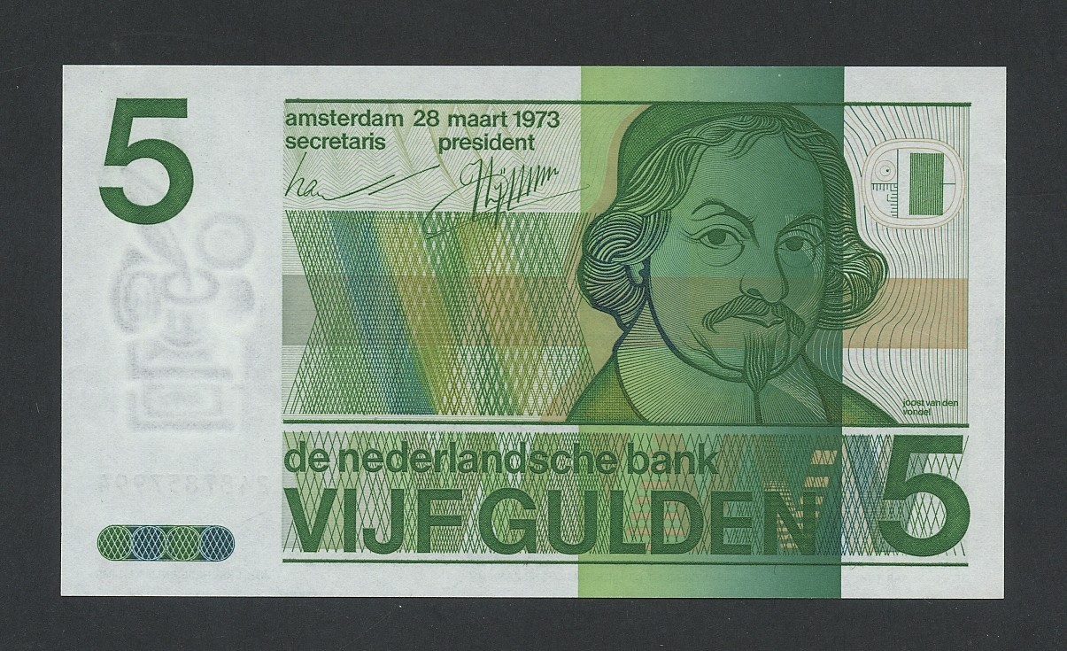NETHERLANDS  5 gulden 1973 Krause 95 Uncirculated Banknotes