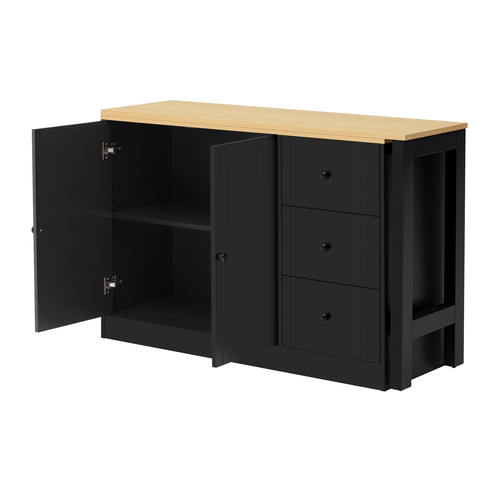 89.7''Wooden Sideboard with Extendable Table,Multifunctional Storage Cabinet*