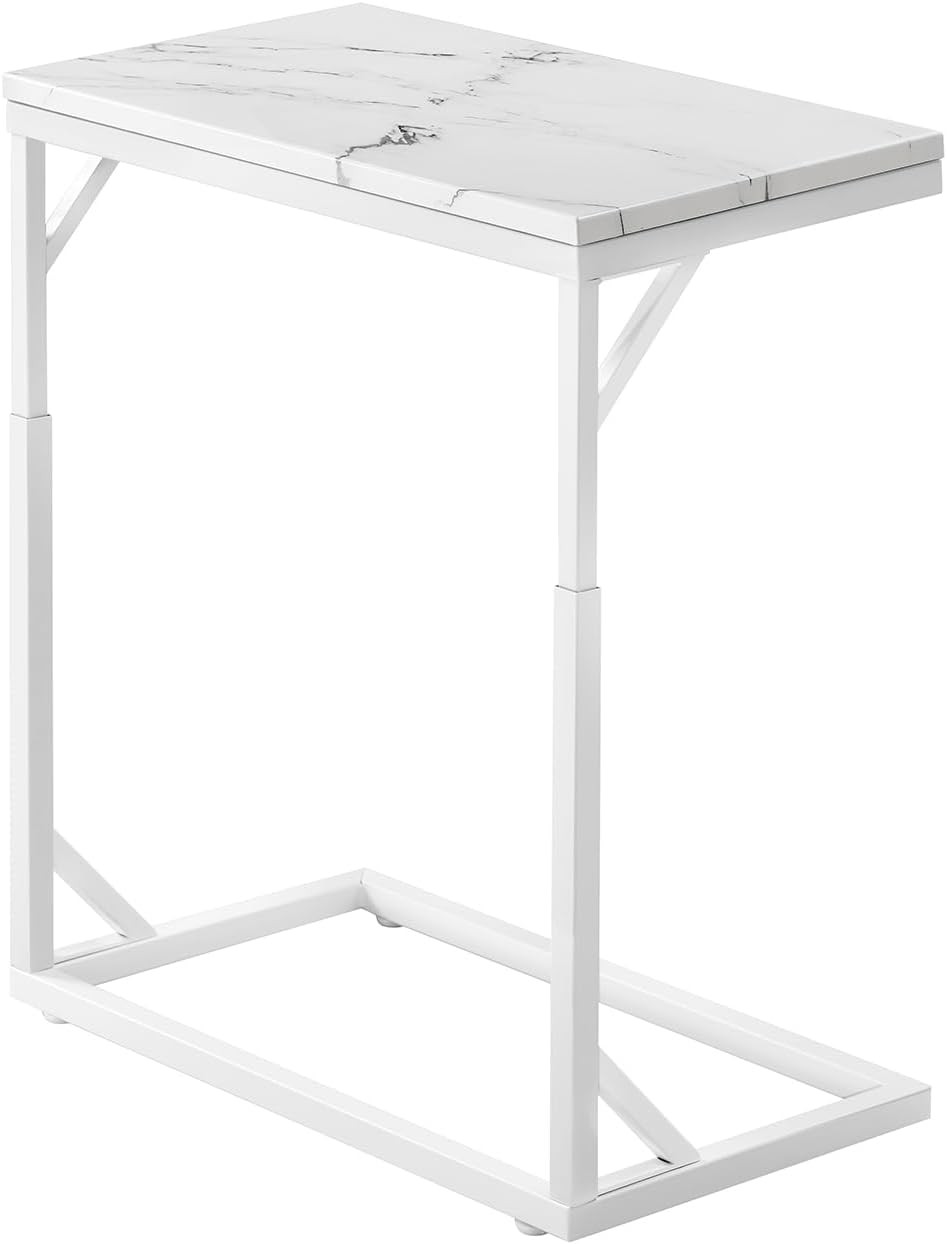 End Table, Small Sofa Table with Metal Frame, Adjustable Height Side Table