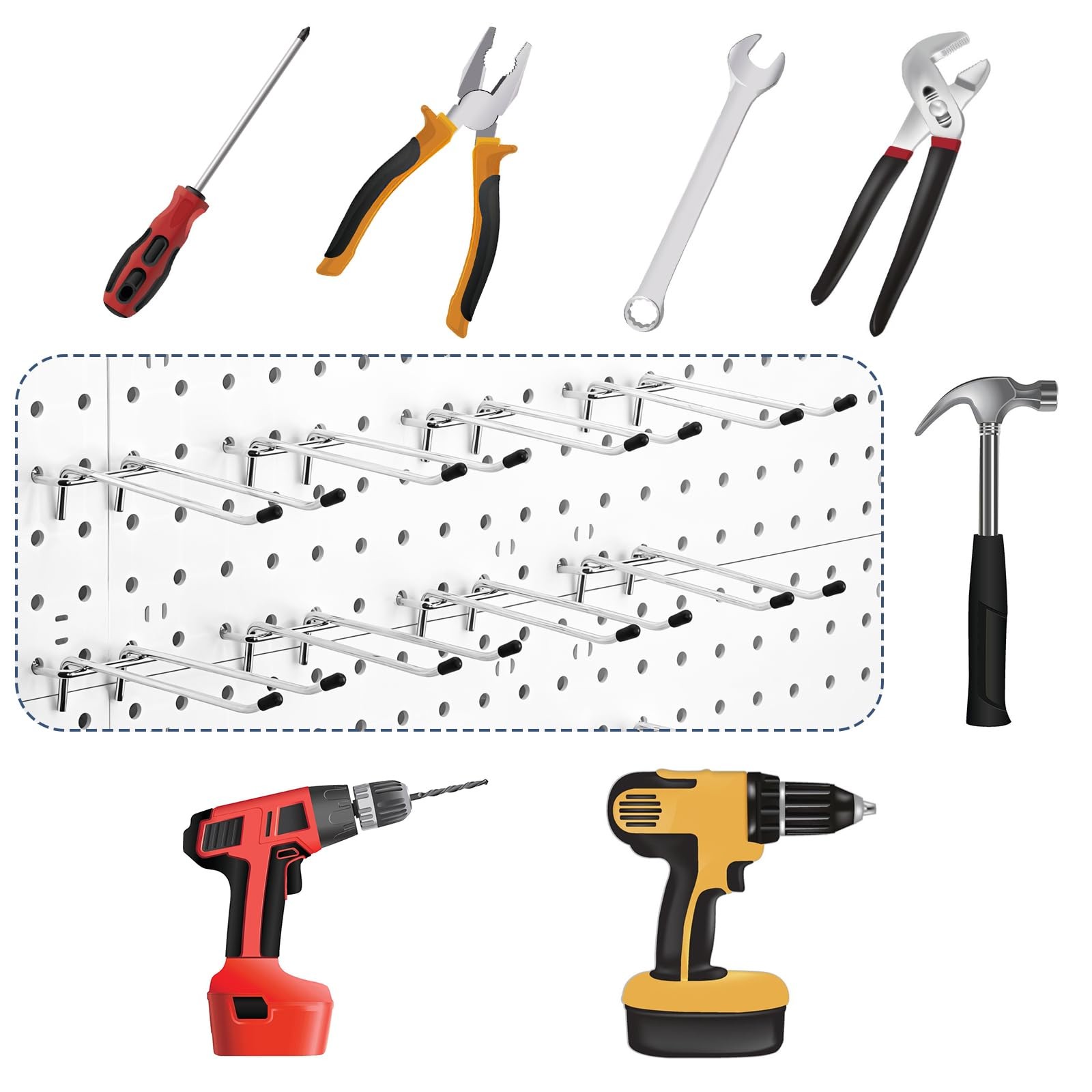 24 Pcs Peg Hook for Pegboards, 4 Inch Pegboards Hooks, Pegboardes Silver