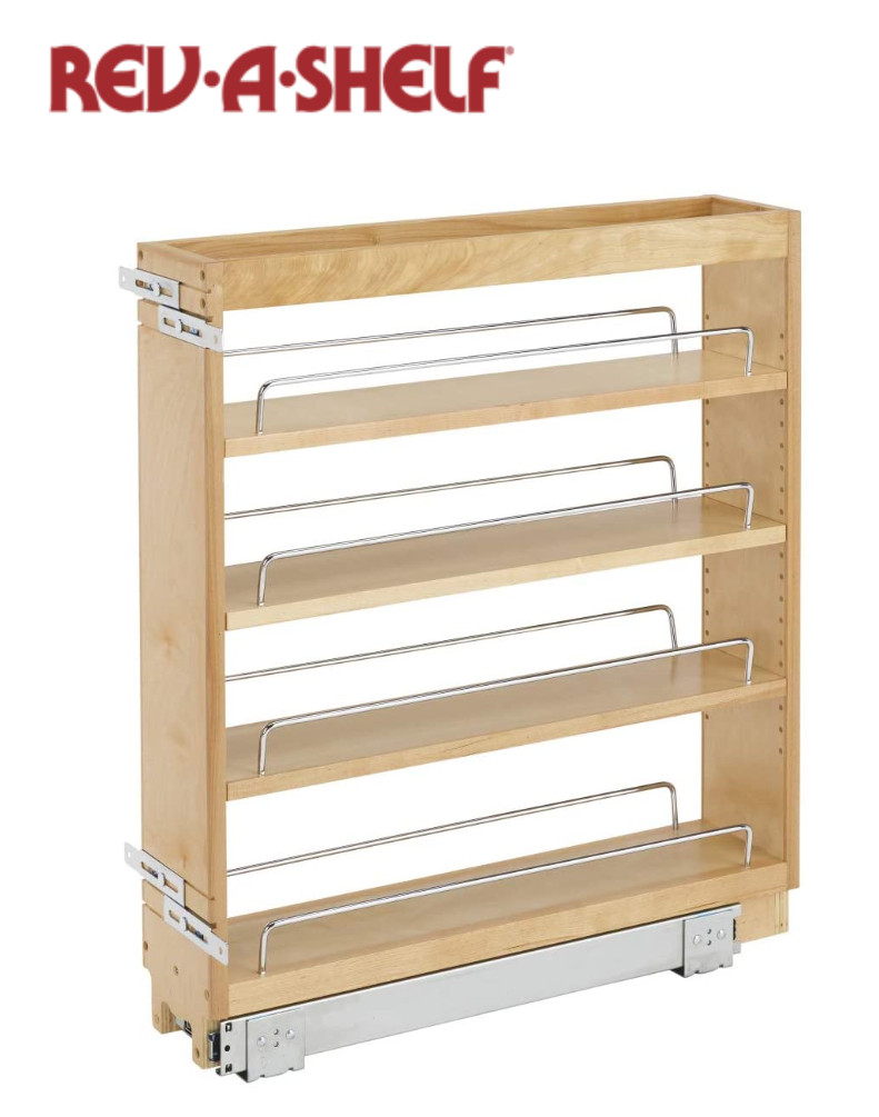 Rev-A-Shelf 448-BC-5C 5" Pullout Wood Kitchen Cabinet Organizer Rack, Maple