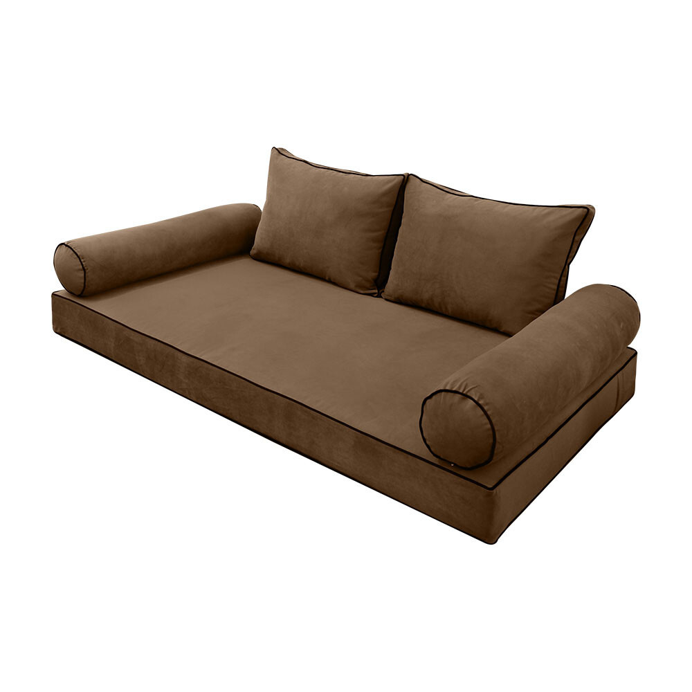 SLIPCOVER ONLY V1 Velvet Indoor Daybed Mattress Pillow Contrast Trim Full AD308