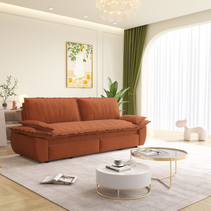 Zafly Queen Pull Out Sofa Bed, Convertible Sleeper Couch 73.2 Inch Red Velvet
