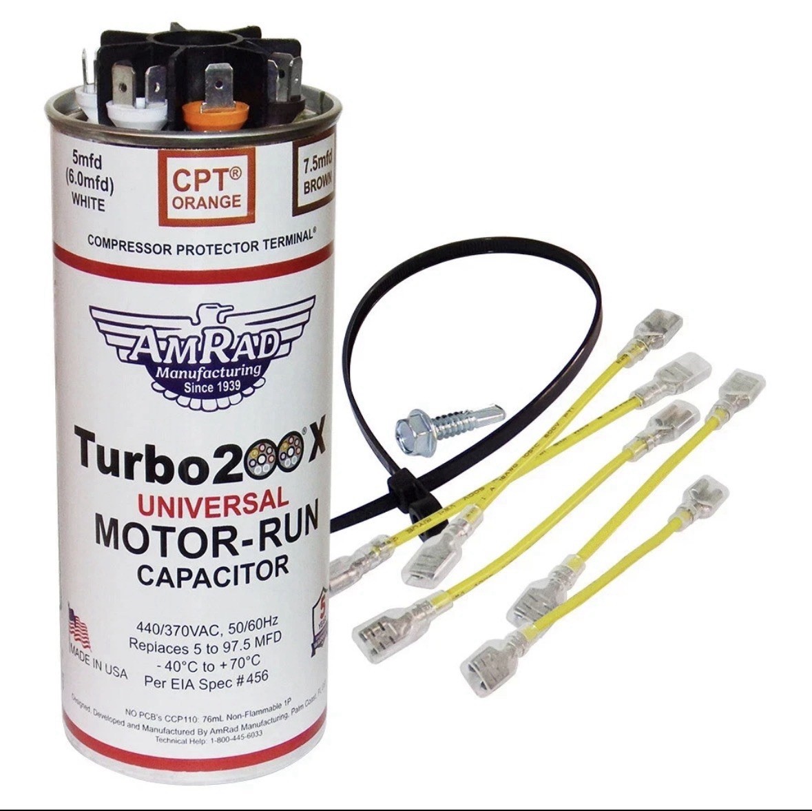 MARS 12300 AmRad Turbo 200X 5 to 97.5 MFD 440/370V Universal Motor Run Capacitor