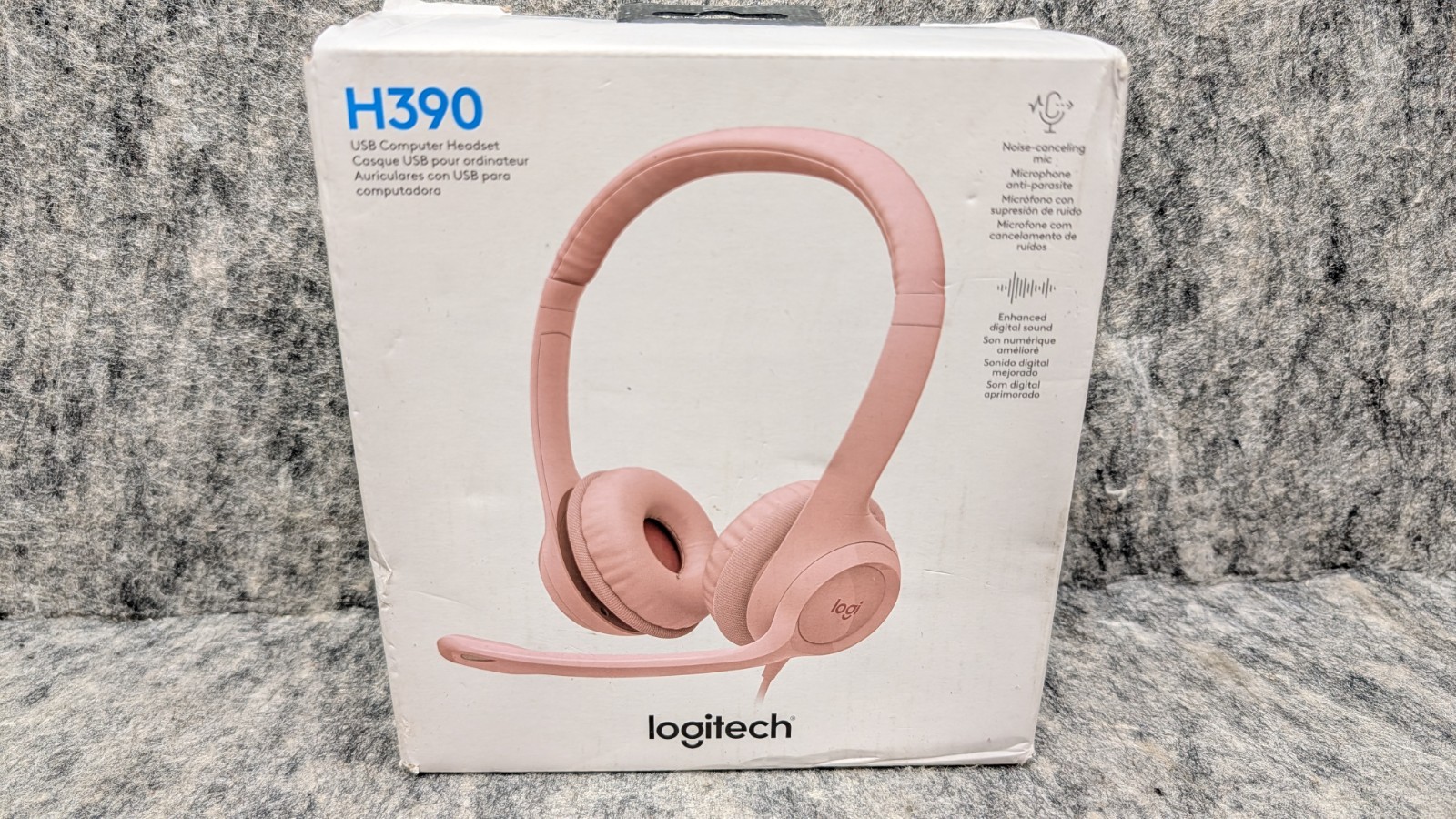 Logitech H390 Wired USB On-Ear Stereo Headphones with Mic Rose Pink PC Laptop