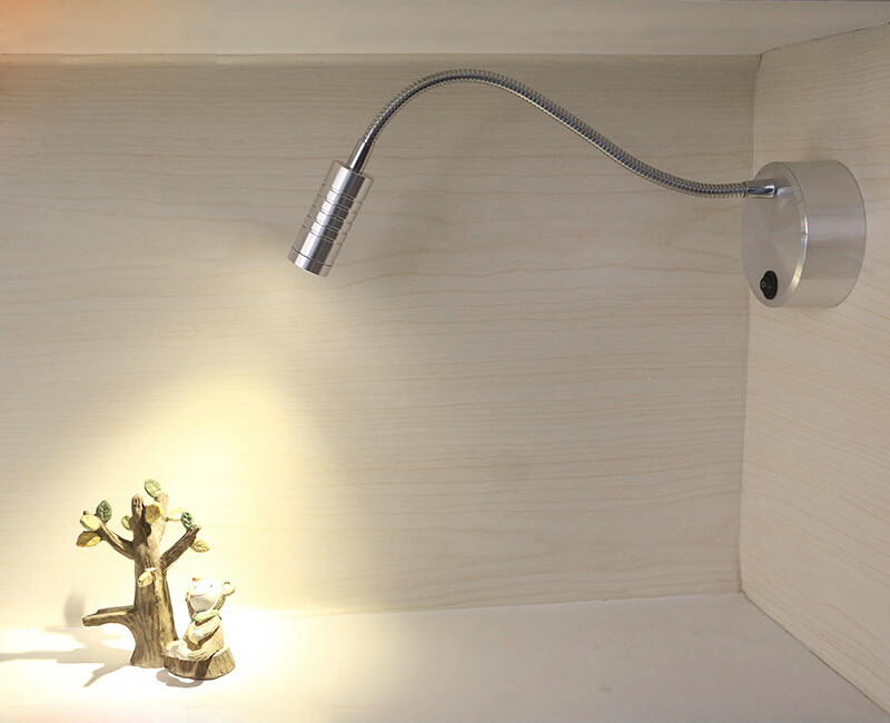 3W LED Light Cabinet Flexible Pipe Battery-Powered Lamp Button Spotlight Wine