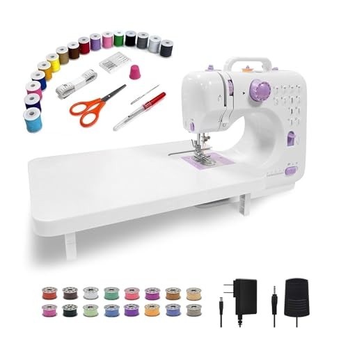 This lightweight Sewing machine is designed for convenience and Purpleand white