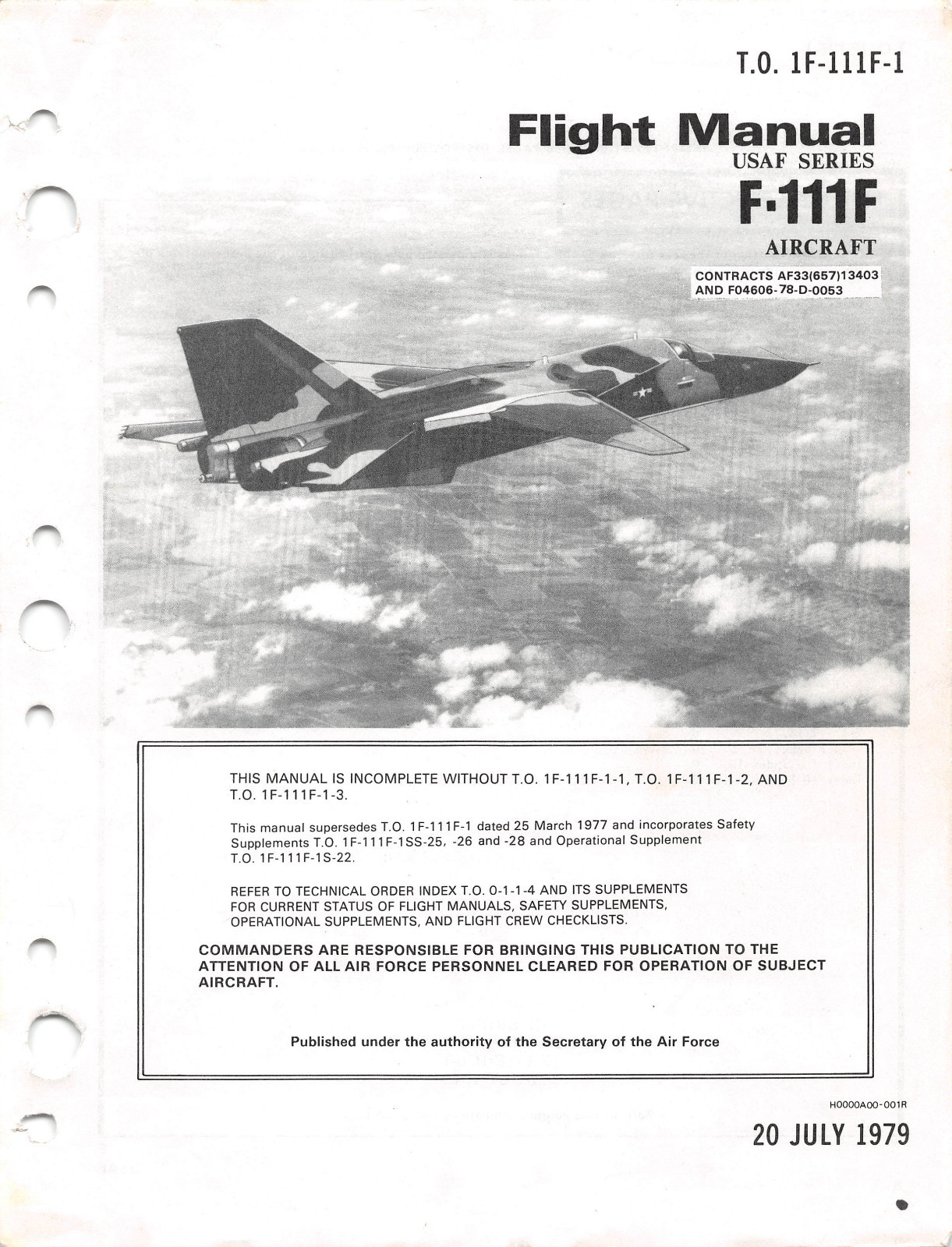 F-111F "Aardvark" Flight Manual 1969 Air Force Manual Pilot's Handbook -CD