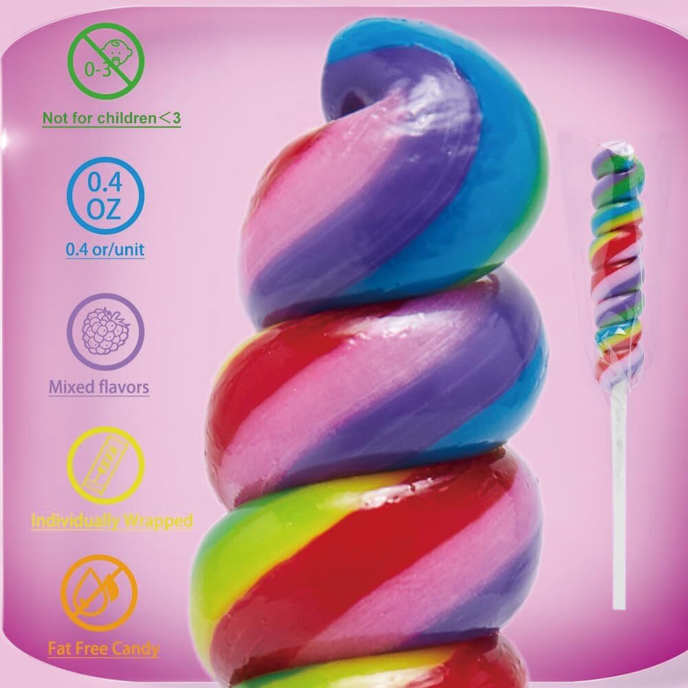 Twisty Lollipop Rainbow Lollipops Individually Wrapped Bulk Rainbow Candy for...