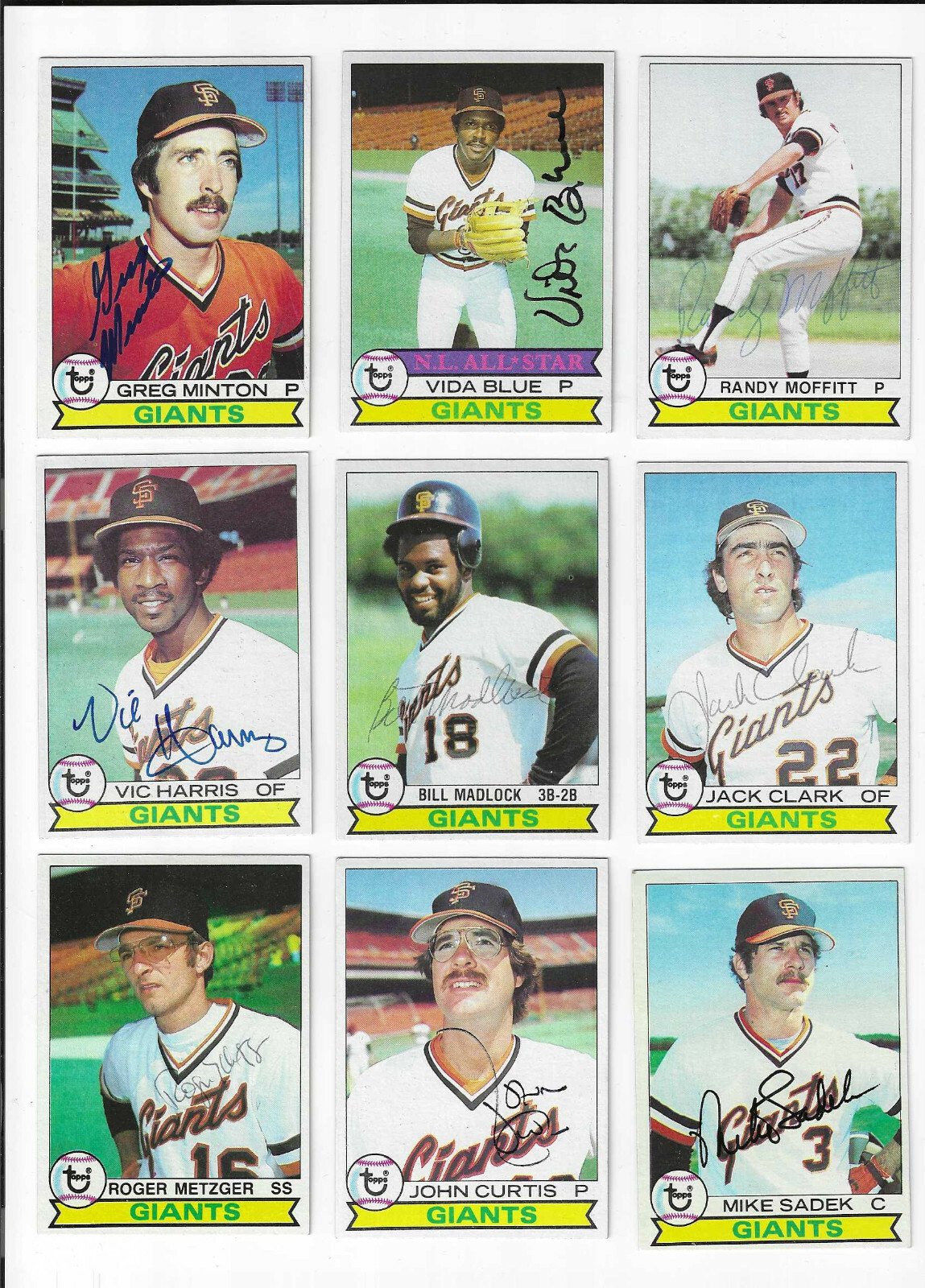 21 Different Signed 1979 Topps SAN FRANCISCO GIANTS Cards Autographed