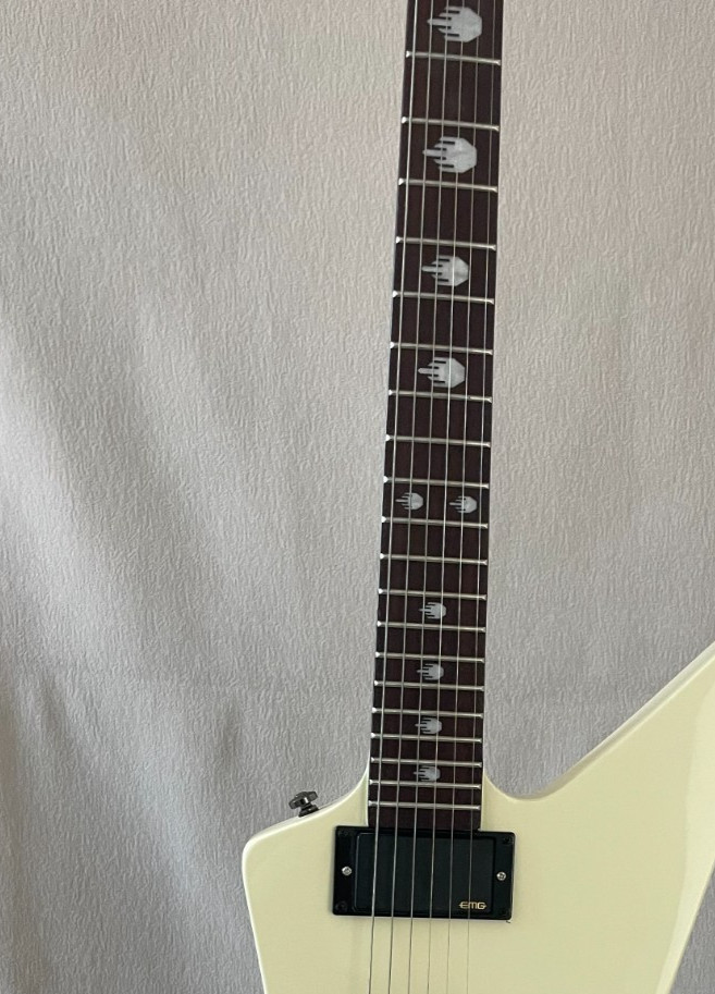 Cream White Electric Guitar with Small Hands Inlay EMG Humbuckers