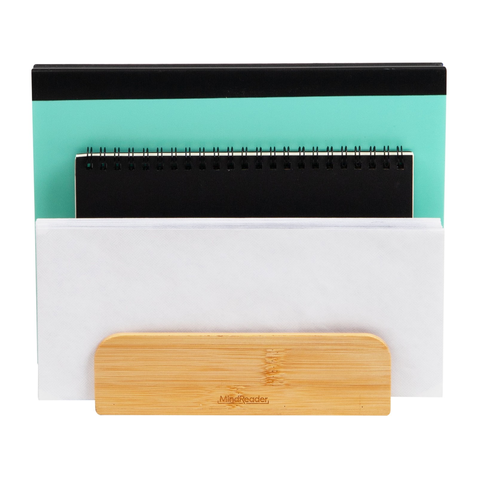 Vertical File Storage Desktop Organizer Magazine Holder Office Bamboo Brown