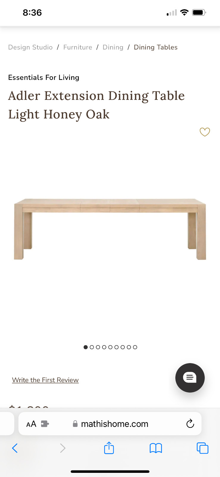 adler extention dining table
