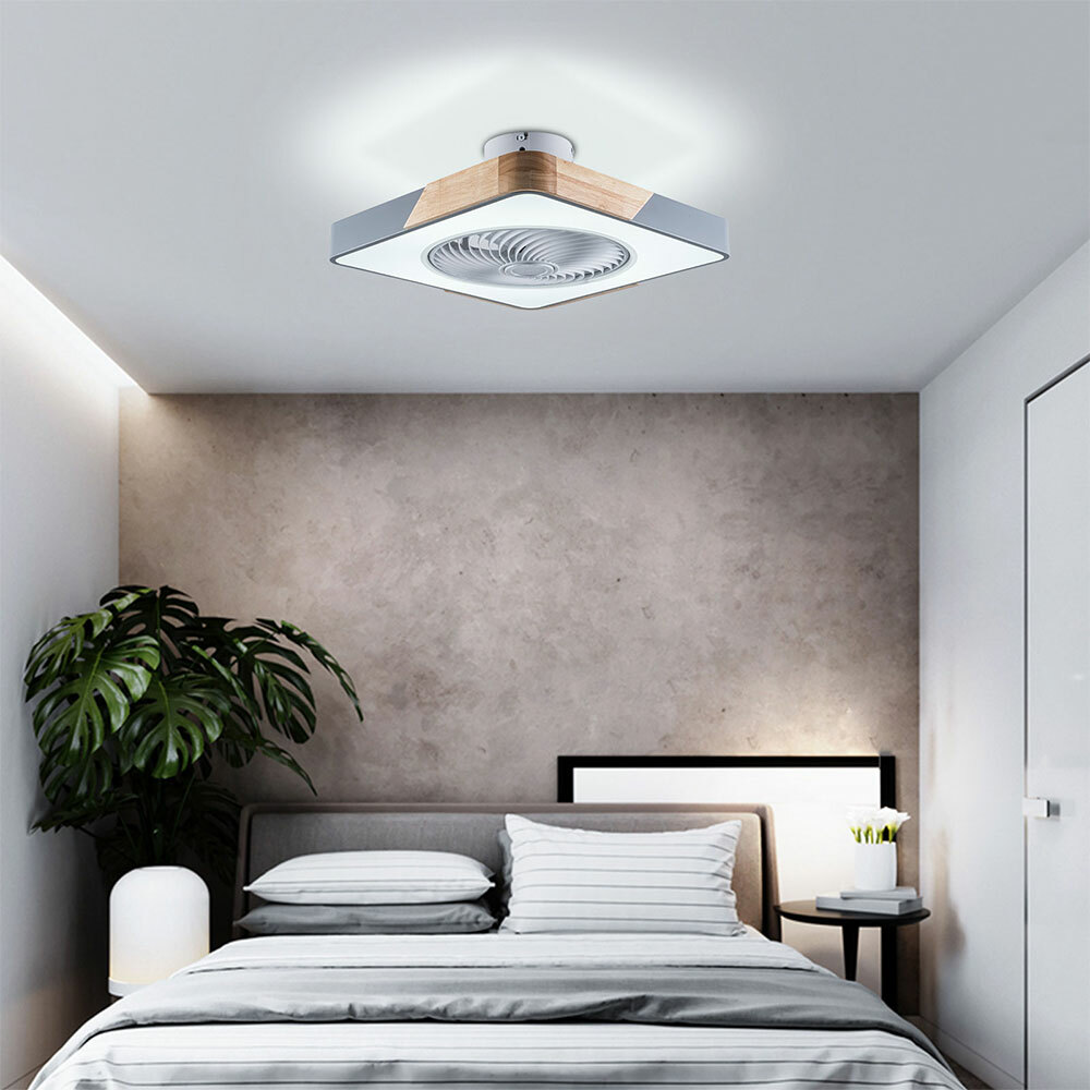 22"LED Fan Lamp Low Profile Ceiling Fan Light 3 Speed Dimmable Color With Remote