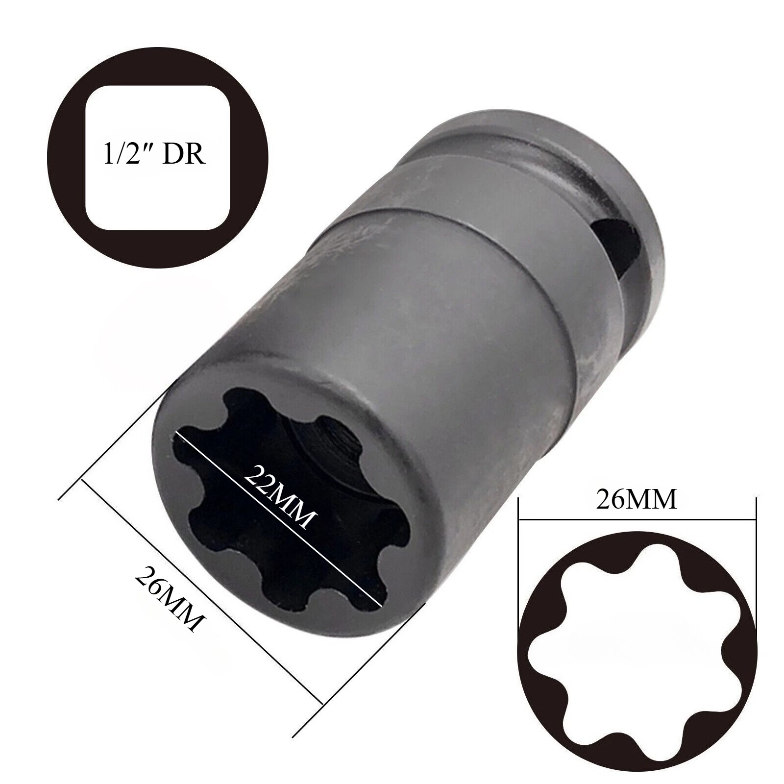 7 Tooth 1/2" DR Brake Caliper Socket Special For AUDI S5 Calipers Impact
