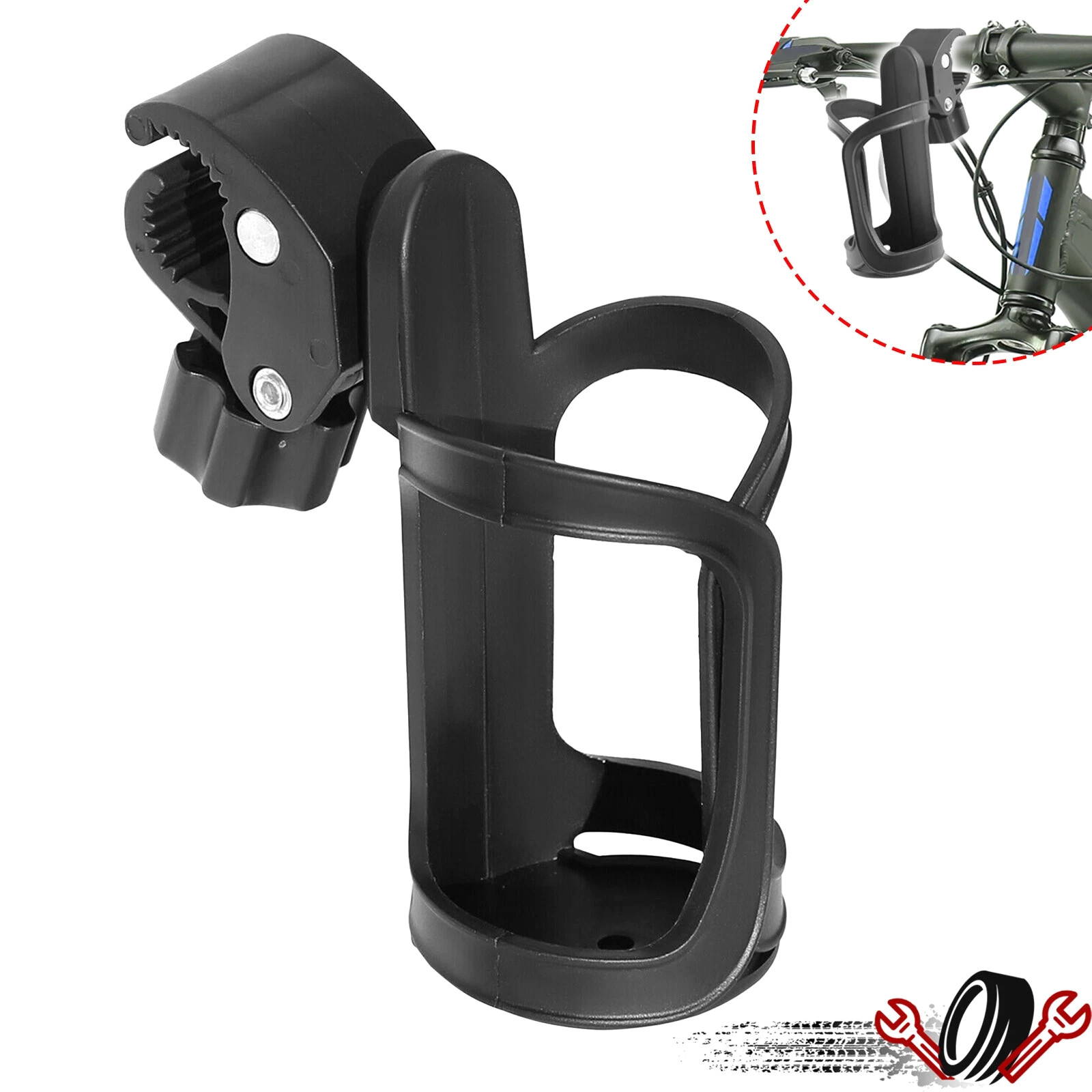 360° Bike Cup Holder For Wheelchair Walker Rollator Bike Stroller Universal