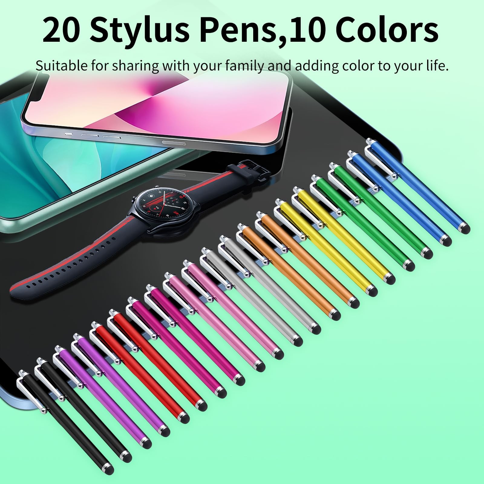 20 Pack Universal Stylus Pens High Precision Touchscreen Drawing Writing 10 Colo