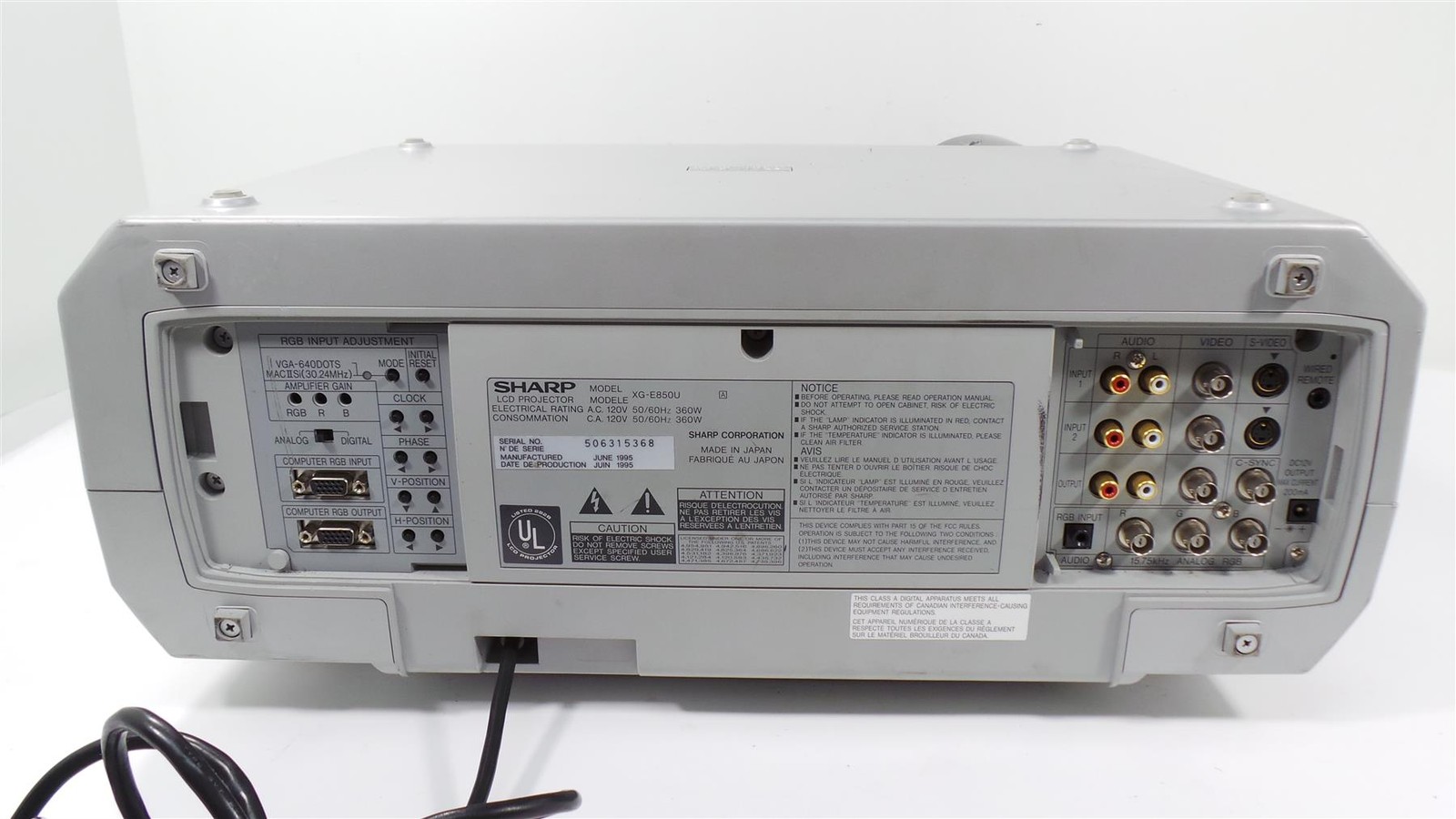 Sharp XG-E850U VGA LCD Projector - Good Working - Free Shipping