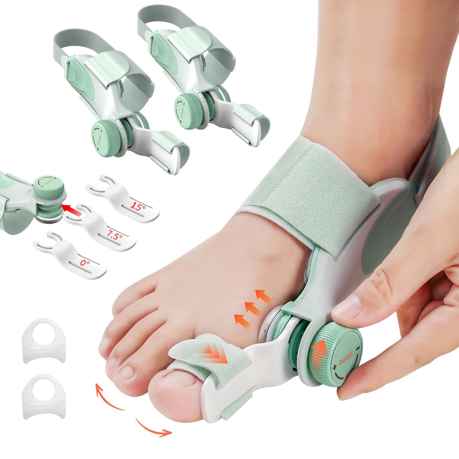 EliaValth 2 PCS Bunion Corrector for Women Big Toe, Adjustable Brace with Knob &