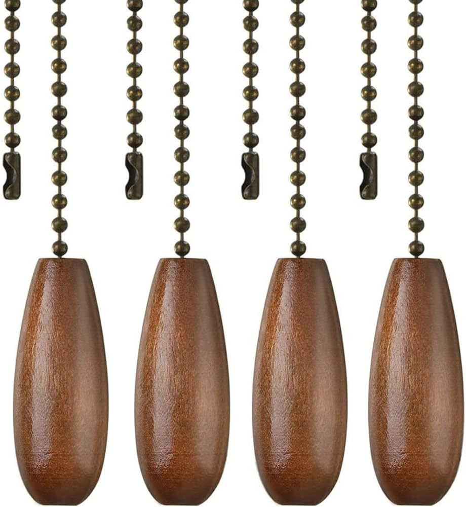 Ceiling Fan Chain Pulls Decorative Extension 12 Inches Walnut Color Wooden Pull