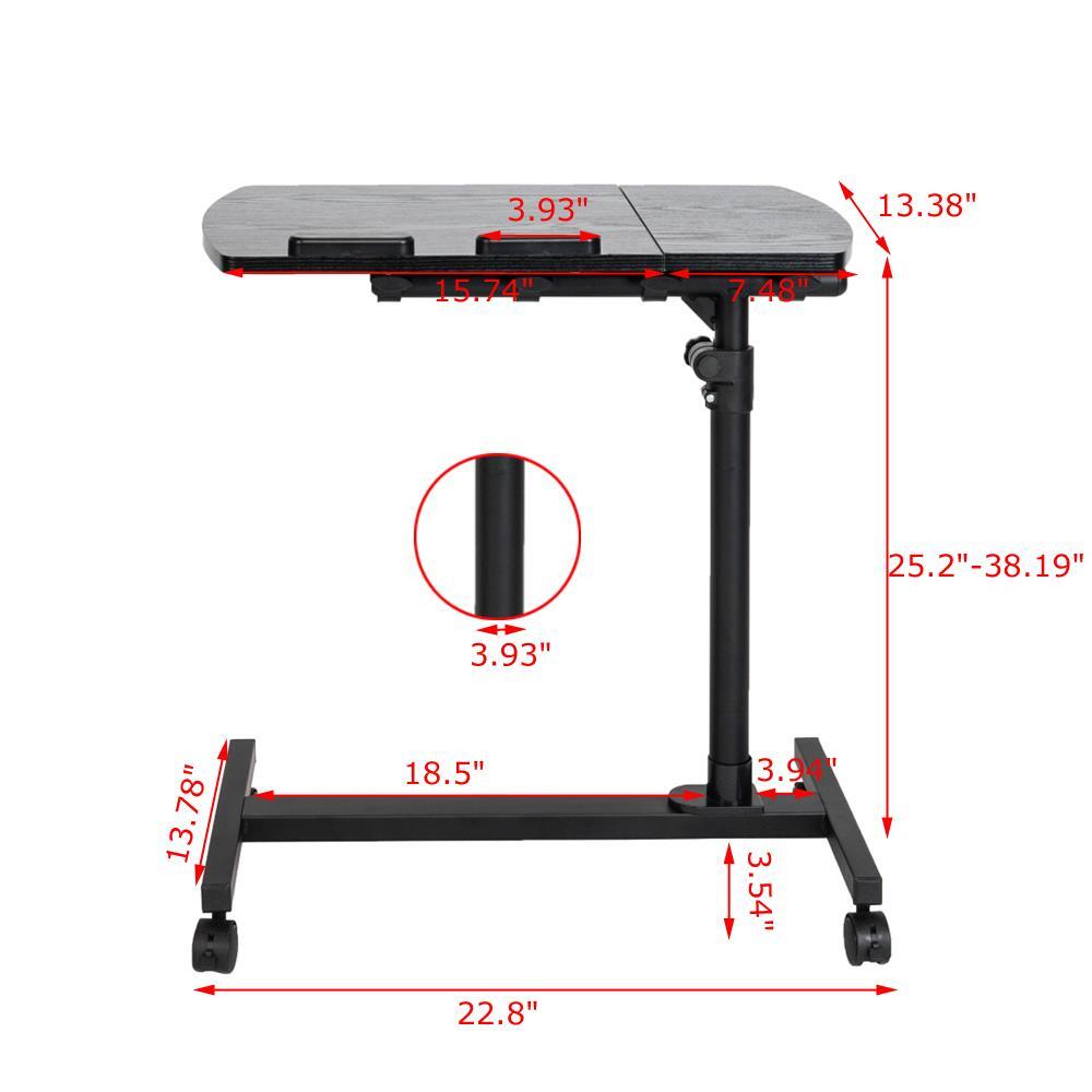Rolling Portable Laptop Desk Foldable Lap Bed Tray Adjustable Table Stand Desk